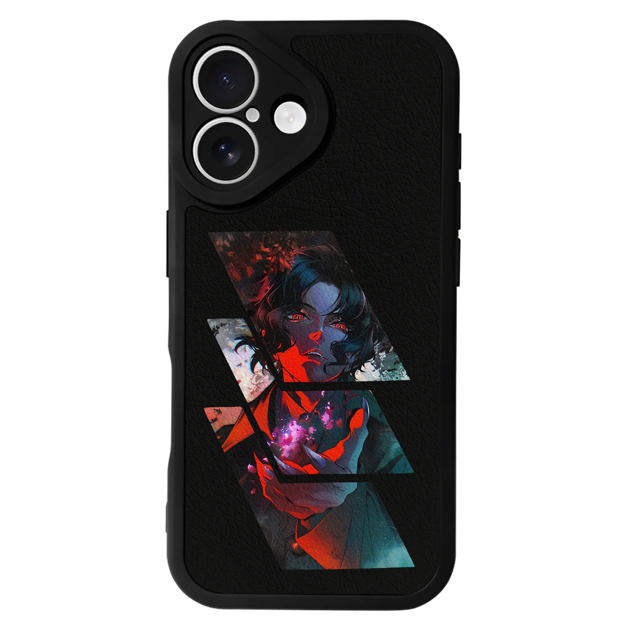 鬼滅の刃 グッズ,鬼舞辻 無惨 - IPhone 16シリーズ対応 ・ シリコンスマホケース ・ レザー調 ・ 高精度フィット ・ 耐衝撃 ・ ワイヤレス充電対応 ・ 精密カット